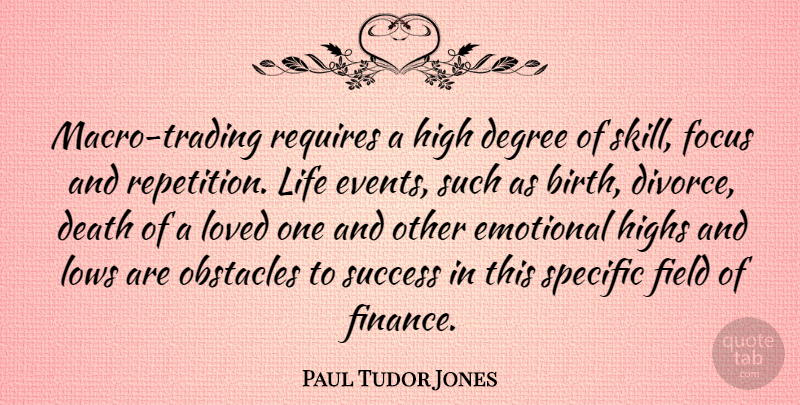 Paul Tudor Jones Quote About Death, Degree, Emotional, Field, Focus: Macro Trading Requires A High...