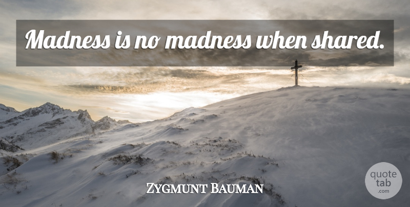 Zygmunt Bauman Quote About Insanity, Madness: Madness Is No Madness When...
