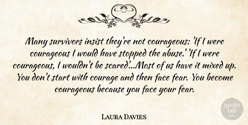 Laura Davies Quote About Domestic Violence, Abuse, Faces: Many Survivors Insist Theyre Not...