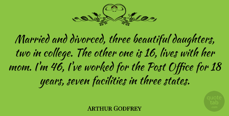 Arthur Godfrey Quote About Beautiful, Mom, Daughter: Married And Divorced Three Beautiful...