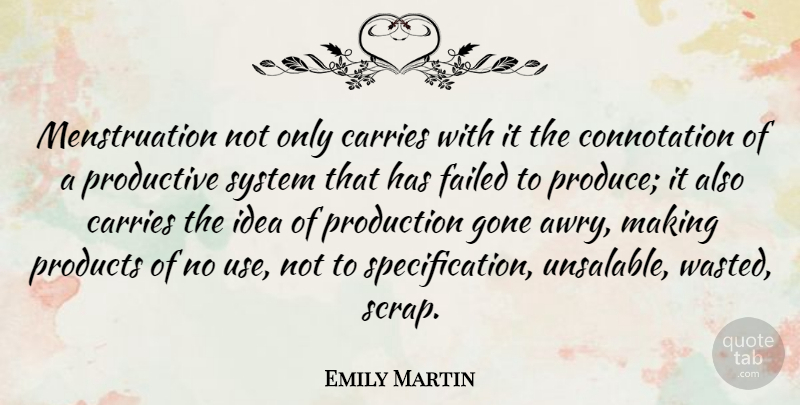 Emily Martin Quote About Carries, Failed, Gone, Production: Menstruation Not Only Carries With...