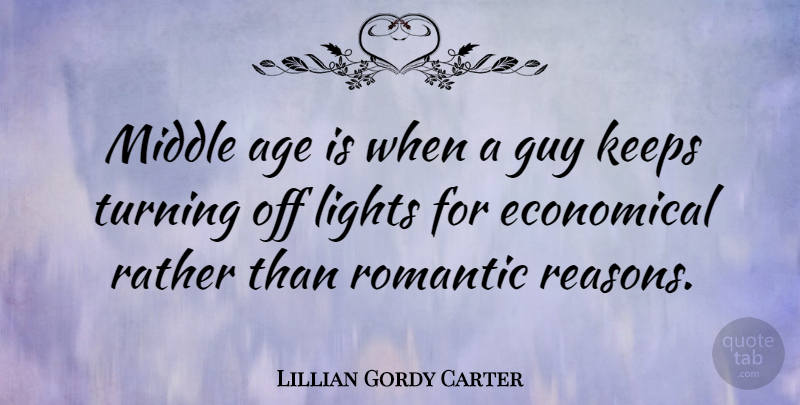 Lillian Gordy Carter Quote About Age, Age And Aging, American Celebrity, Economical, Guy: Middle Age Is When A...