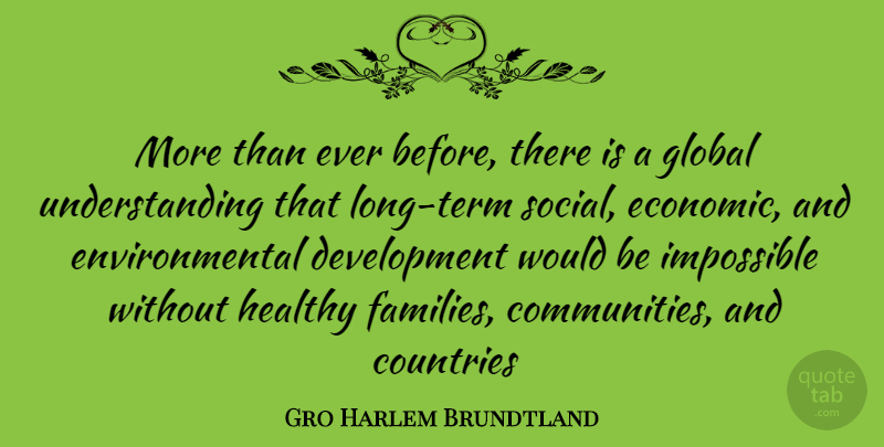 Gro Harlem Brundtland Quote About Country, Long, Community: More Than Ever Before There...