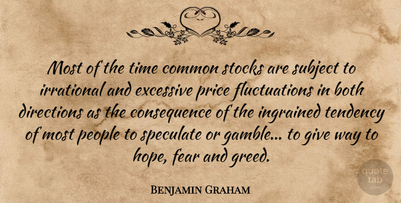 Benjamin Graham Quote About Fear, Giving, People: Most Of The Time Common...