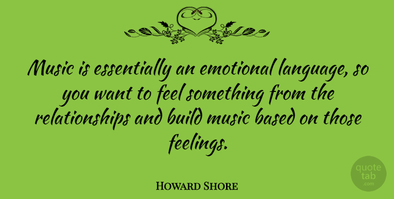 Howard Shore Quote About Emotional, Feelings, Want: Music Is Essentially An Emotional...