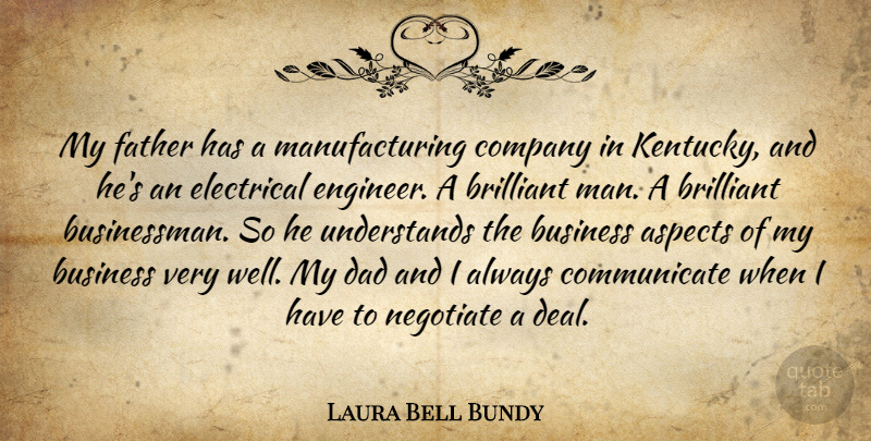 Laura Bell Bundy Quote About Dad, Father, Men: My Father Has A Manufacturing...