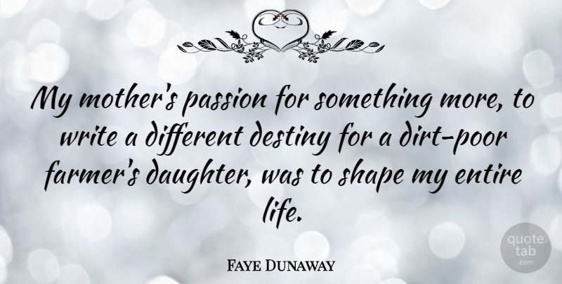Faye Dunaway Quote About Daughter, Mother, Writing: My Mothers Passion For Something...