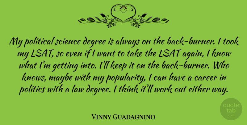 Vinny Guadagnino Quote About Thinking, Law, Careers: My Political Science Degree Is...