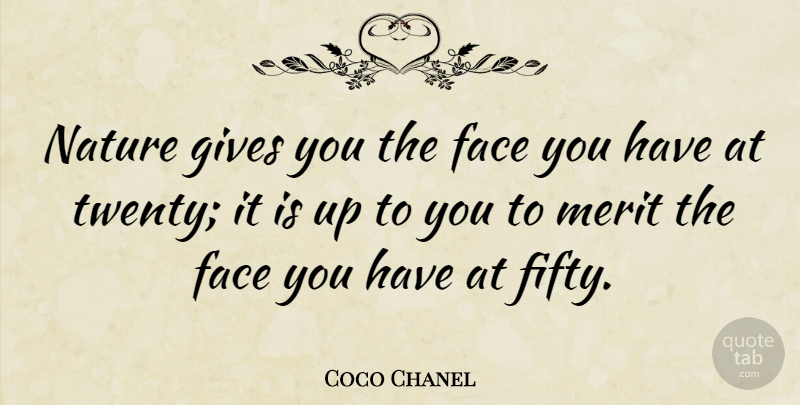 Coco Chanel Quote About Funny, Birthday, Beauty: Nature Gives You The Face...