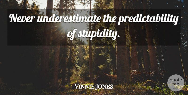 Vinnie Jones Quote About Stupidity, Underestimate, Never Underestimate: Never Underestimate The Predictability Of...