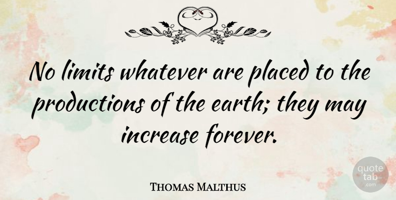 Thomas Malthus Quote About Forever, May, Limits: No Limits Whatever Are Placed...