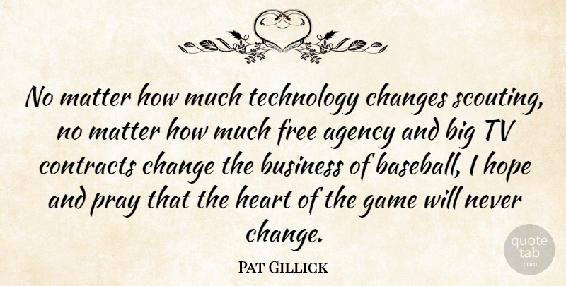 Pat Gillick Quote About Agency, Business, Change, Changes, Contracts: No Matter How Much Technology...