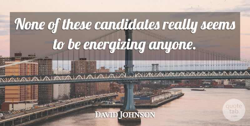 David Johnson Quote About Candidates, Energizing, None, Seems: None Of These Candidates Really...