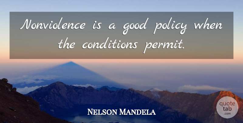 Nelson Mandela Quote About Inspiring, Peace, War: Nonviolence Is A Good Policy...