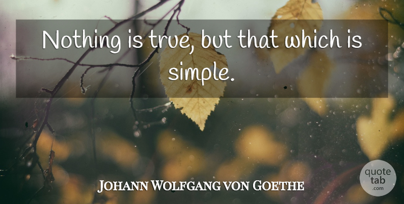 Johann Wolfgang von Goethe Quote About Simple, Simplicity: Nothing Is True But That...