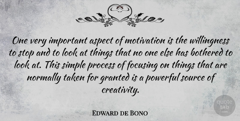 Edward de Bono Quote About Motivational, Powerful, Taken: One Very Important Aspect Of...