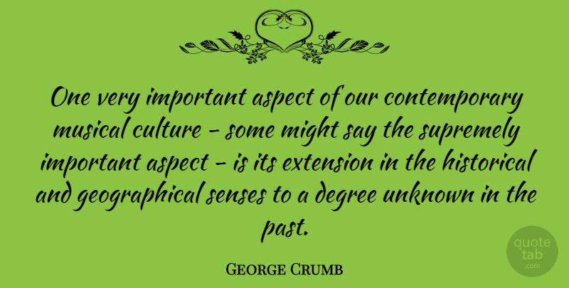 George Crumb Quote About Past, Historical, Musical: One Very Important Aspect Of...