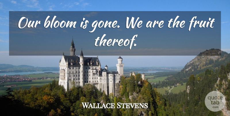 Wallace Stevens Quote About Gone, Fruit: Our Bloom Is Gone We...