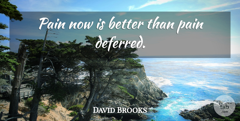 David Brooks Quote About Pain: Pain Now Is Better Than...