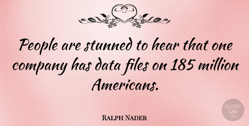 Ralph Nader Quote About Technology, Data, People: People Are Stunned To Hear...