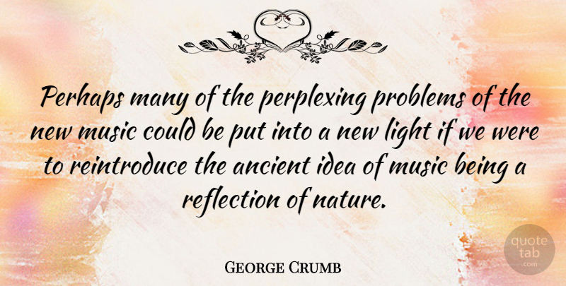George Crumb Quote About Reflection, Light, Ideas: Perhaps Many Of The Perplexing...