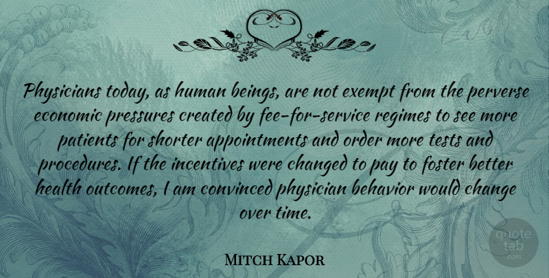 Mitch Kapor Quote About Behavior, Change, Changed, Convinced, Created: Physicians Today As Human Beings...