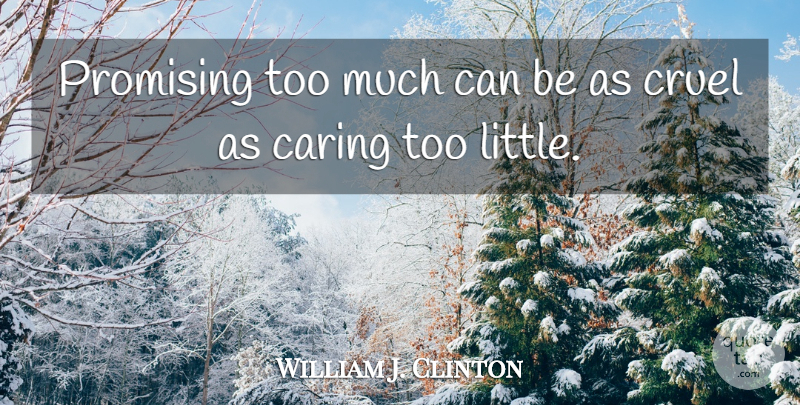 William J. Clinton Quote About Morning, Caring, Littles: Promising Too Much Can Be...