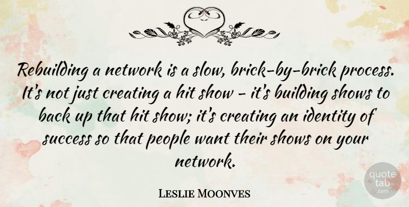 Leslie Moonves Quote About Creating, People, Identity: Rebuilding A Network Is A...