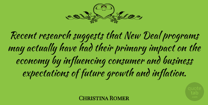 Christina Romer Quote About Impact, Expectations, Growth: Recent Research Suggests That New...