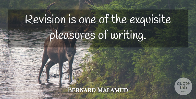 Bernard Malamud Quote About Writing, Revision, Pleasure: Revision Is One Of The...