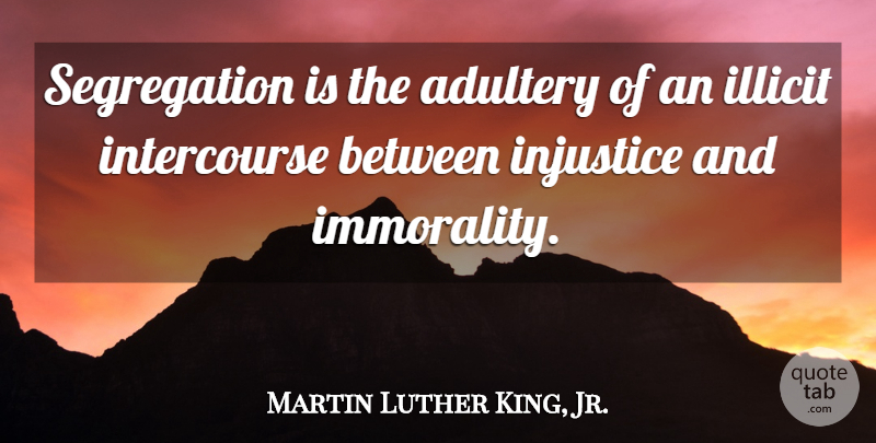 Martin Luther King, Jr. Quote About Injustice, Adultery, Segregation: Segregation Is The Adultery Of...