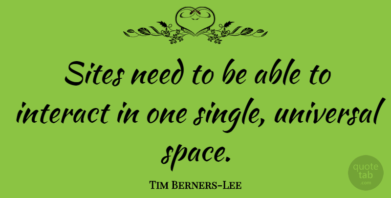Tim Berners-Lee Quote About Technology, Space, Able: Sites Need To Be Able...