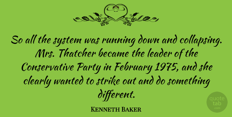 Kenneth Baker Quote About Became, Clearly, February, Leader, Party: So All The System Was...