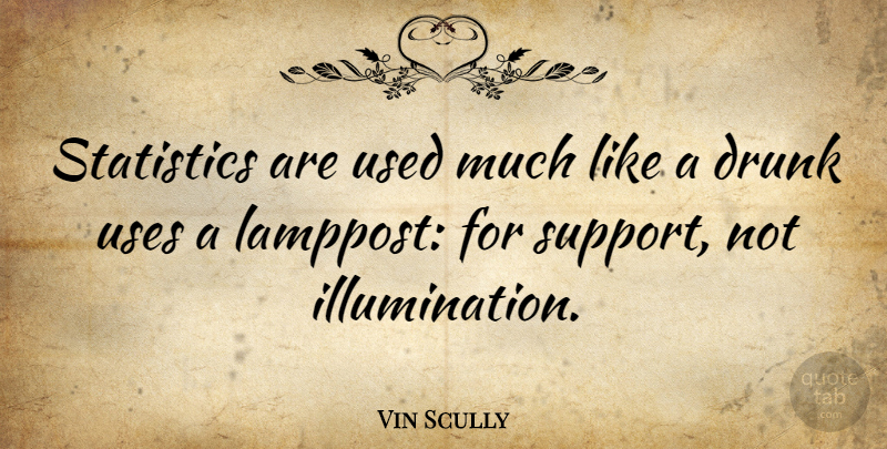 Vin Scully Quote About Illumination, Drunk, Support: Statistics Are Used Much Like...