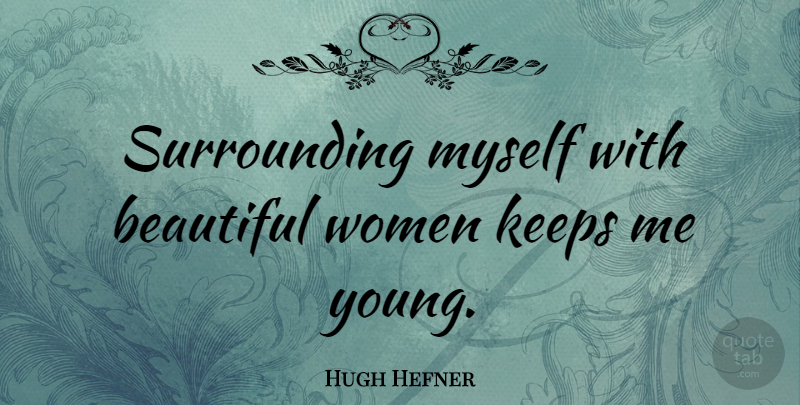 Hugh Hefner Quote About Beautiful, Beautiful Women, Young: Surrounding Myself With Beautiful Women...