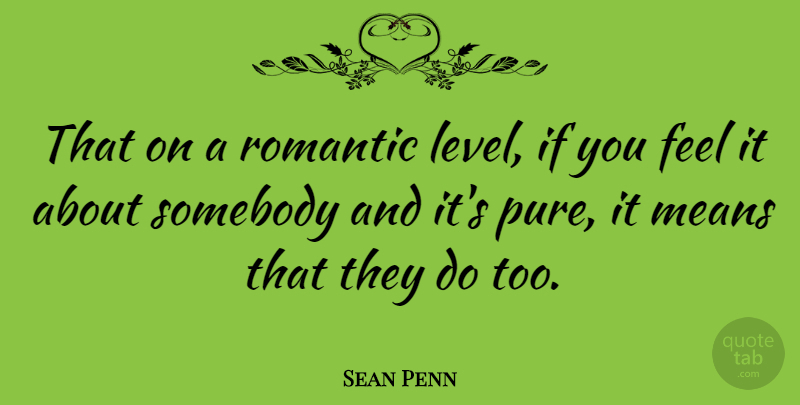 Sean Penn Quote About Mean, Romantic Love, Levels: That On A Romantic Level...