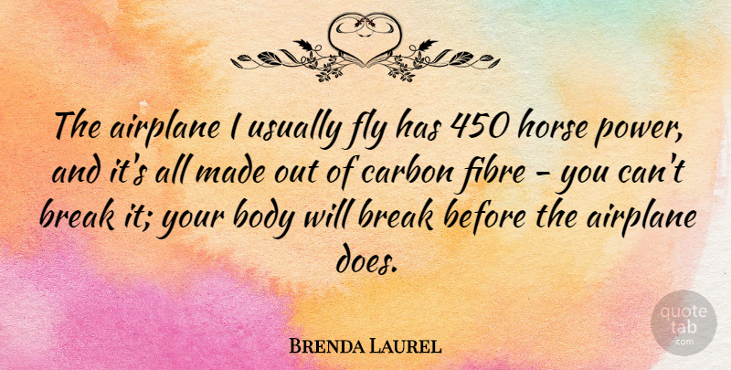 Brenda Laurel Quote About Airplane, Break, Carbon, Fly, Power: The Airplane I Usually Fly...