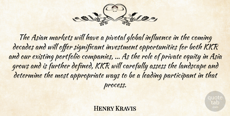 Henry Kravis Quote About Asian, Assess, Both, Carefully, Coming: The Asian Markets Will Have...