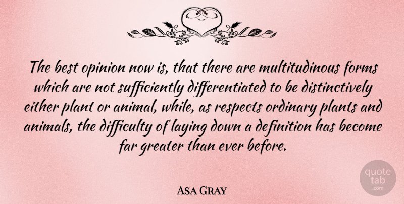 Asa Gray Quote About Animal, Definitions, Laying Down: The Best Opinion Now Is...