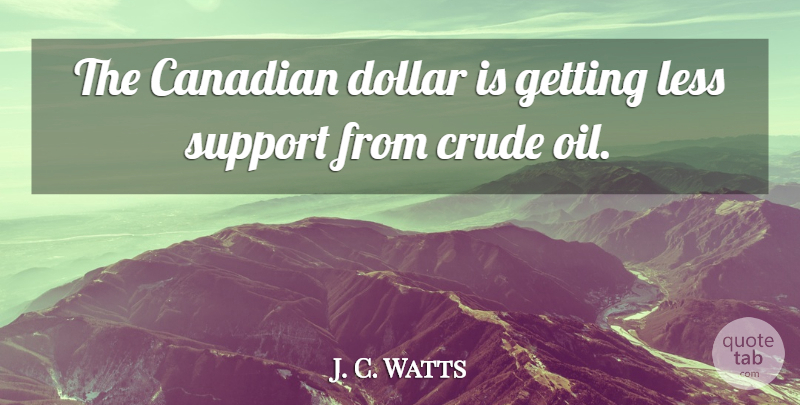 J. C. Watts Quote About Canadian, Crude, Dollar, Less, Support: The Canadian Dollar Is Getting...