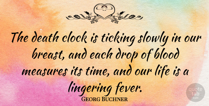 Georg Buchner Quote About Blood, Clock, Death, Drop, Life: The Death Clock Is Ticking...