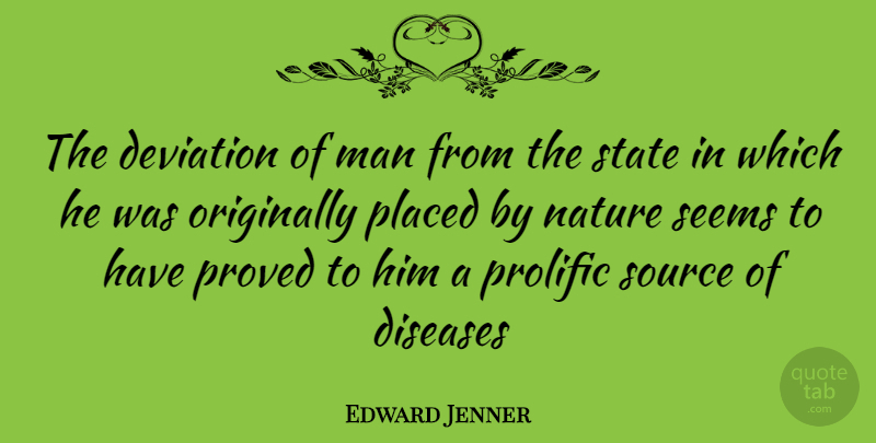 Edward Jenner Quote About Fitness, Men, Disease: The Deviation Of Man From...