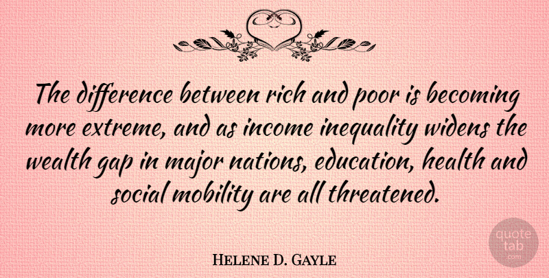 Helene D. Gayle Quote About Differences, Mobility, Gaps: The Difference Between Rich And...
