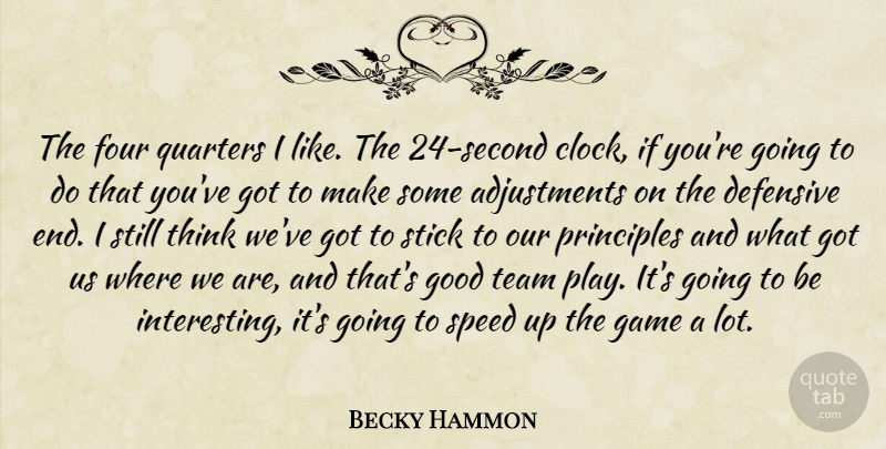 Becky Hammon Quote About Defensive, Four, Game, Good, Principles: The Four Quarters I Like...