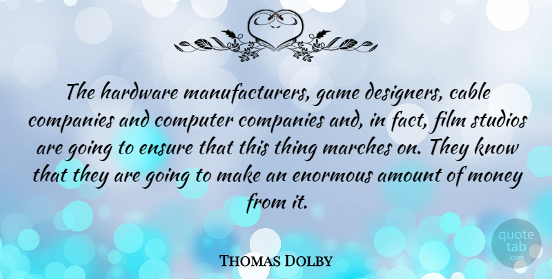 Thomas Dolby Quote About Amount, Cable, Companies, Computer, English Musician: The Hardware Manufacturers Game Designers...