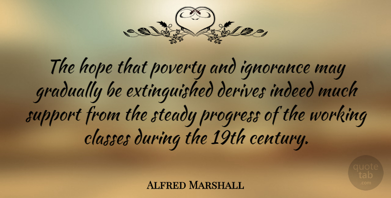 Alfred Marshall Quote About Ignorance, Class, Support: The Hope That Poverty And...