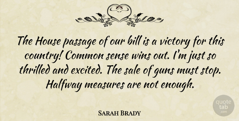 Sarah Brady Quote About American Activist, Bill, Common, Common Sense, Halfway: The House Passage Of Our...
