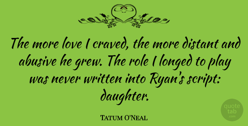 Tatum O'Neal Quote About Mother, Daughter, Play: The More Love I Craved...