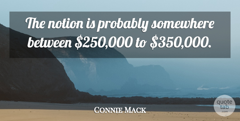 Connie Mack Quote About Notion, Somewhere: The Notion Is Probably Somewhere...