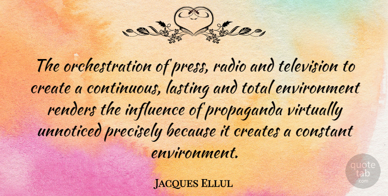 Jacques Ellul Quote About Television, Radio, Environment: The Orchestration Of Press Radio...